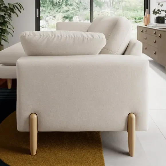 Corner Chaise Sofa with Square Arms - Natural, Fabric
