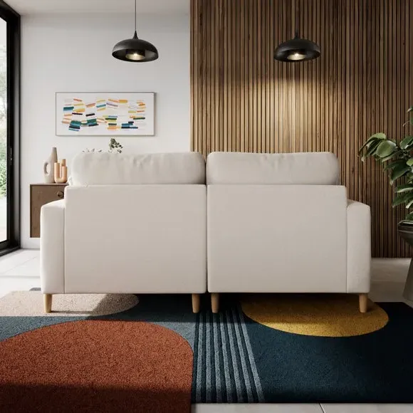 Corner Chaise Sofa with Square Arms - Natural, Fabric
