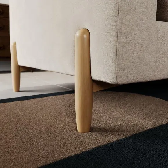 Corner Chaise Sofa with Square Arms - Natural, Fabric