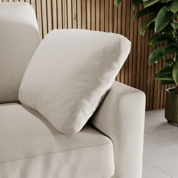 Corner Chaise Sofa with Square Arms - Natural, Fabric