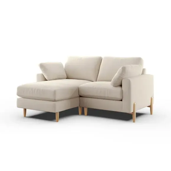 Corner Chaise Sofa with Square Arms - Natural, Fabric