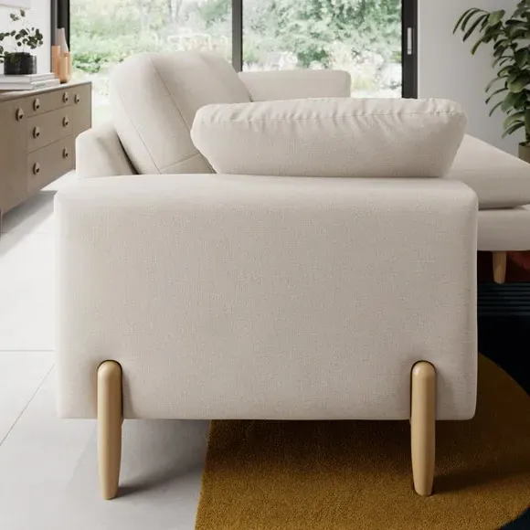 Corner Chaise Sofa with Square Arms - Natural, Fabric