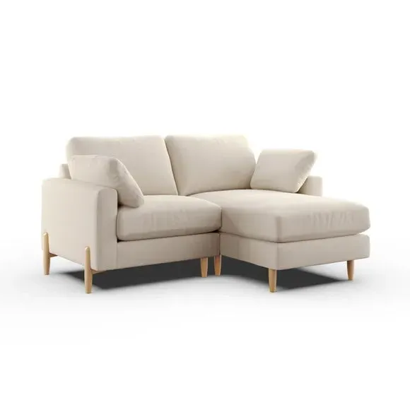 Corner Chaise Sofa with Square Arms - Natural, Fabric