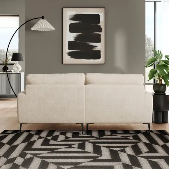 Corner Chaise Sofa with Square Arms - Natural, Fabric