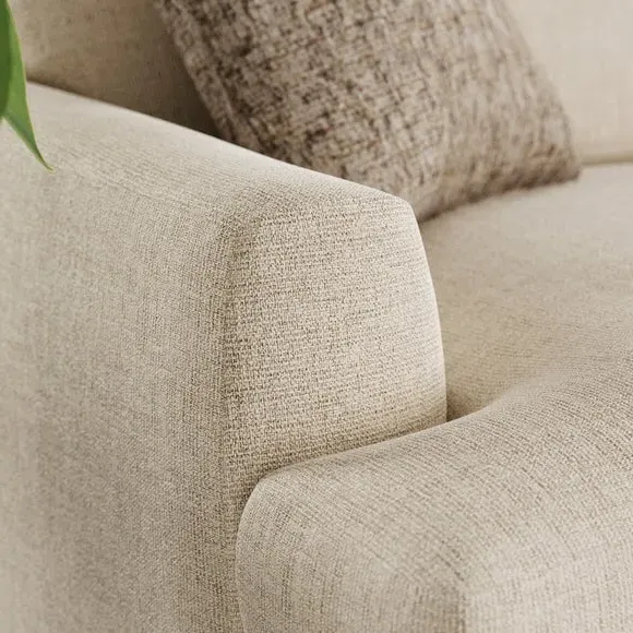 Corner Chaise Sofa with Square Arms - Natural, Fabric