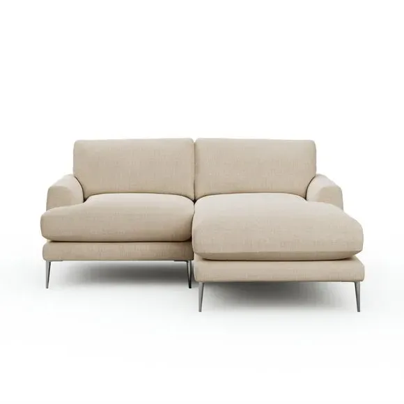 Corner Chaise Sofa with Square Arms - Natural, Fabric