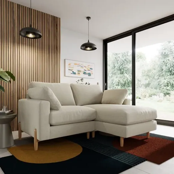 Corner Chaise Sofa with Square Arms - Natural