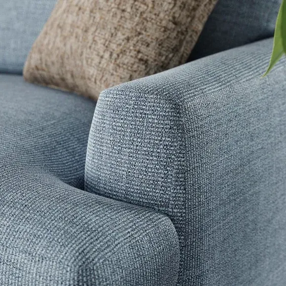 Corner Chaise Sofa with Square Arms - Navy, Fabric
