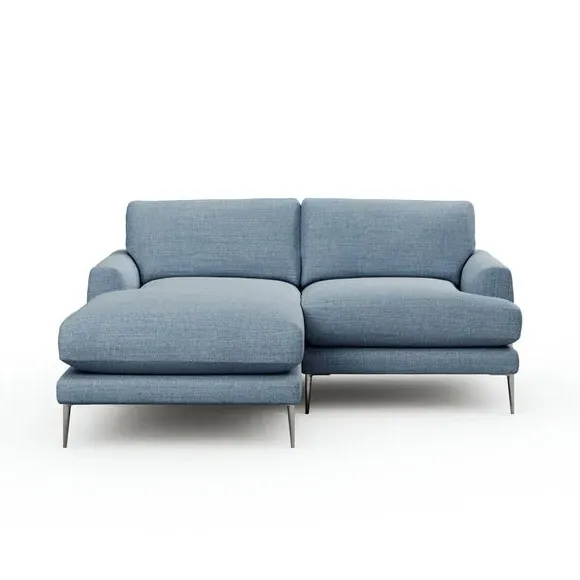 Corner Chaise Sofa with Square Arms - Navy, Fabric
