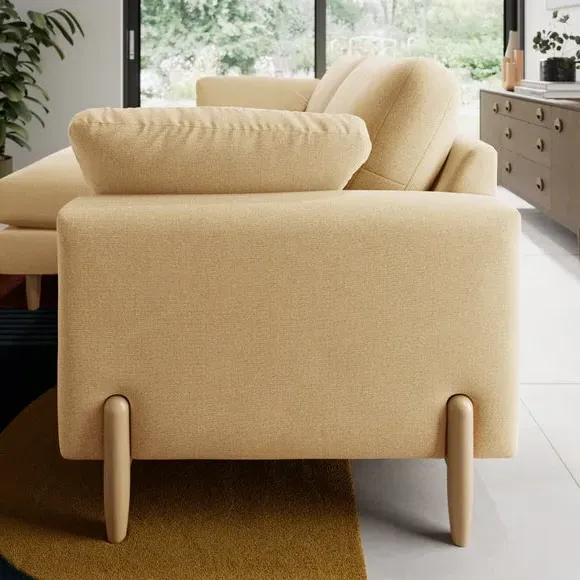 Corner Chaise Sofa with Square Arms - Ochre