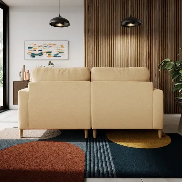 Corner Chaise Sofa with Square Arms - Ochre