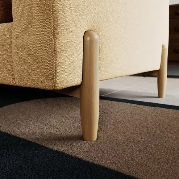 Corner Chaise Sofa with Square Arms - Ochre
