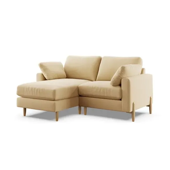 Corner Chaise Sofa with Square Arms - Ochre
