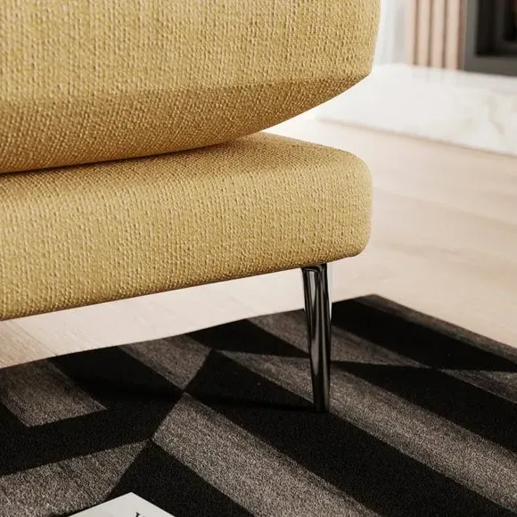 Corner Chaise Sofa with Square Arms - Ochre, Fabric
