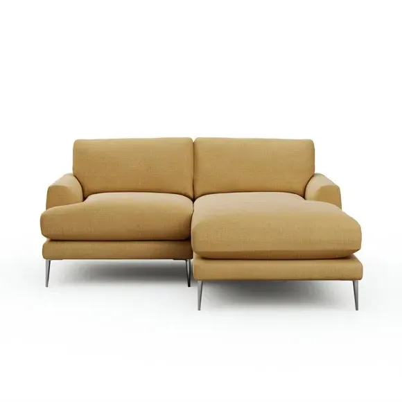 Corner Chaise Sofa with Square Arms - Ochre, Fabric