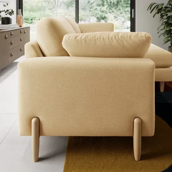 Corner Chaise Sofa with Square Arms - Ochre