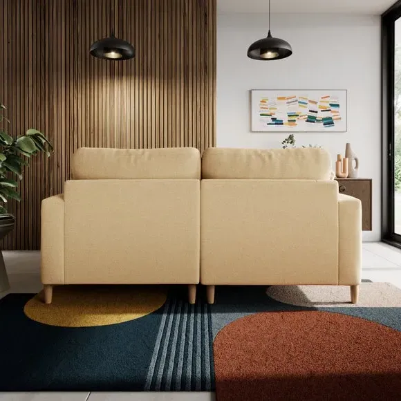 Corner Chaise Sofa with Square Arms - Ochre