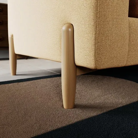 Corner Chaise Sofa with Square Arms - Ochre
