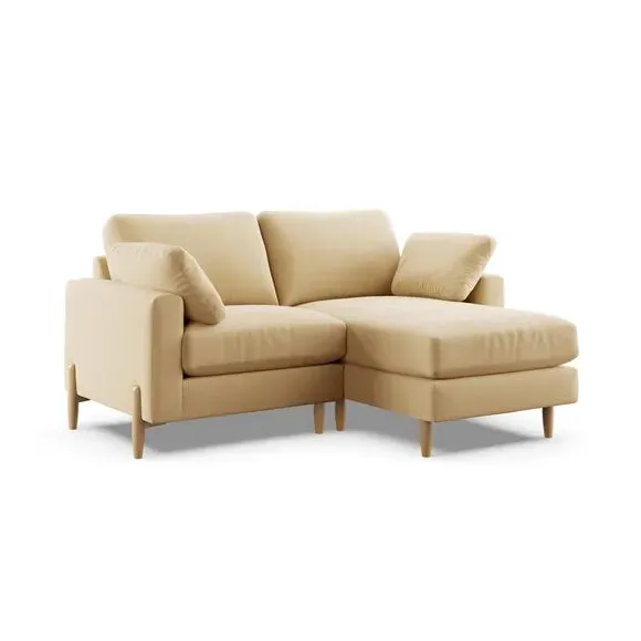 Corner Chaise Sofa with Square Arms - Ochre