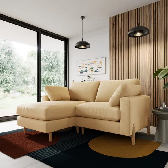 Corner Chaise Sofa with Square Arms - Ochre
