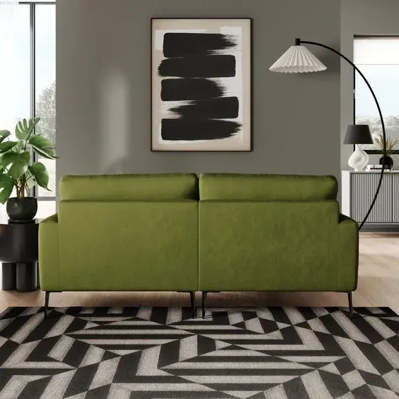 Corner Chaise Sofa with Square Arms - Olive, Velvet