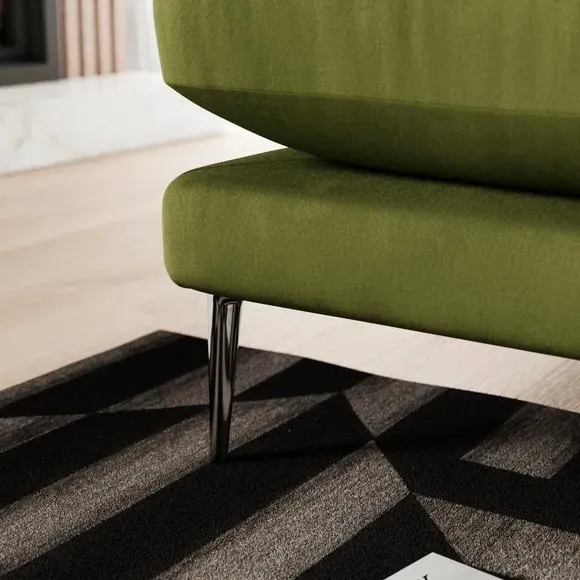 Corner Chaise Sofa with Square Arms - Olive, Velvet