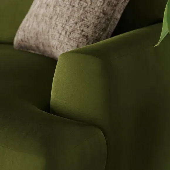 Corner Chaise Sofa with Square Arms - Olive, Velvet