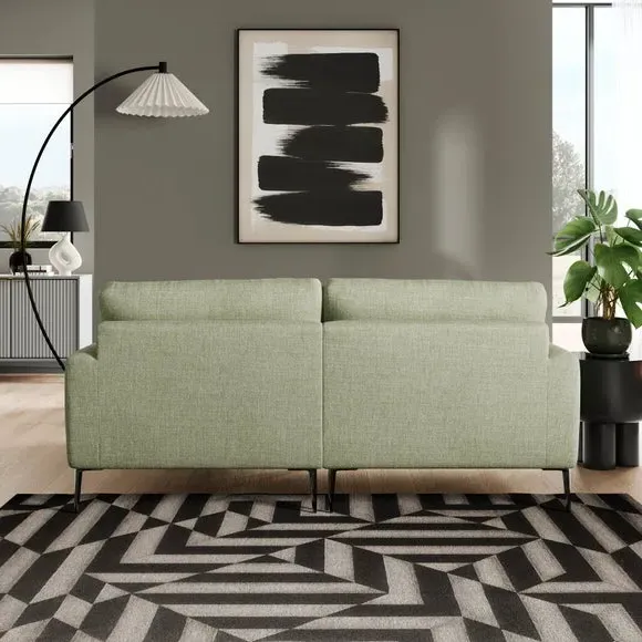 Corner Chaise Sofa with Square Arms - Sage, Fabric