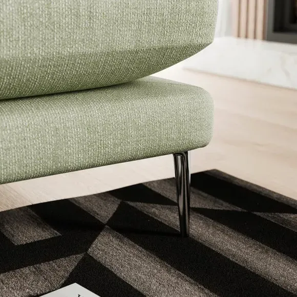 Corner Chaise Sofa with Square Arms - Sage, Fabric