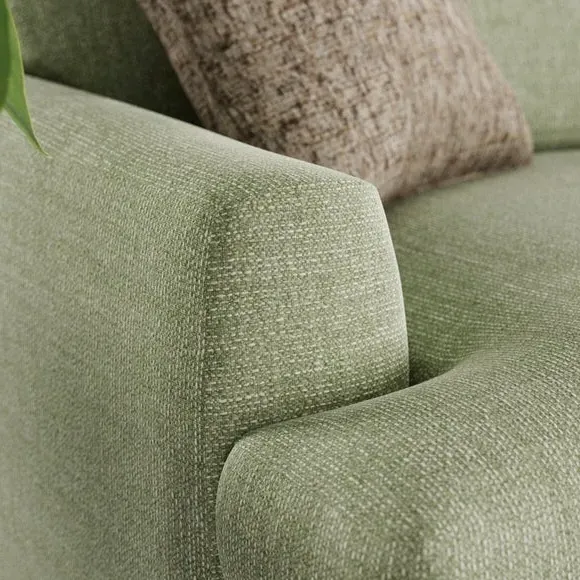Corner Chaise Sofa with Square Arms - Sage, Fabric