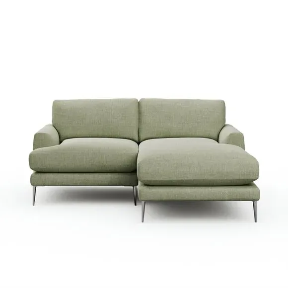 Corner Chaise Sofa with Square Arms - Sage, Fabric