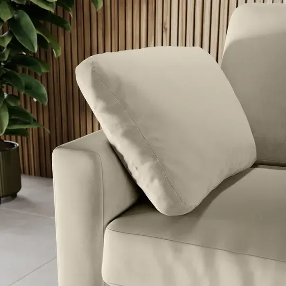 Corner Chaise Sofa with Square Arms - Sand, Velvet
