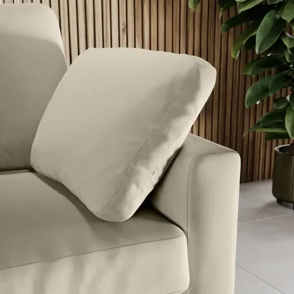 Corner Chaise Sofa with Square Arms - Sand, Velvet