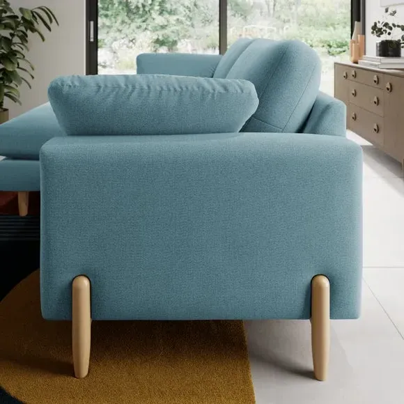Corner Chaise Sofa with Square Arms - Teal