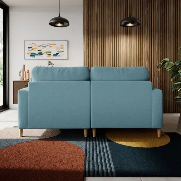 Corner Chaise Sofa with Square Arms - Teal