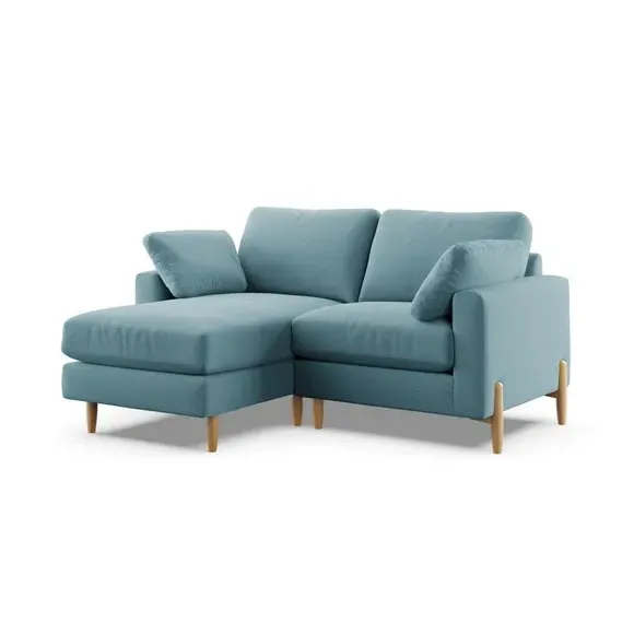 Corner Chaise Sofa with Square Arms - Teal