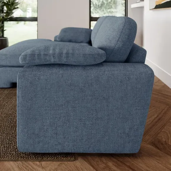 Corner Chaise Sofa with Storage - Blue, Chenille