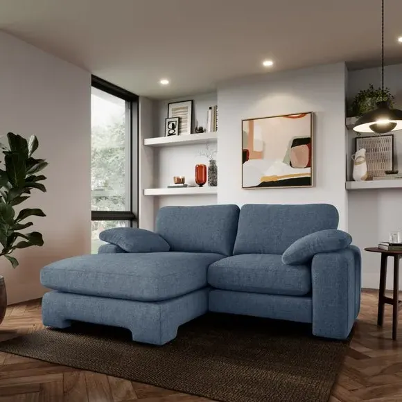 Corner Chaise Sofa with Storage - Blue, Chenille image