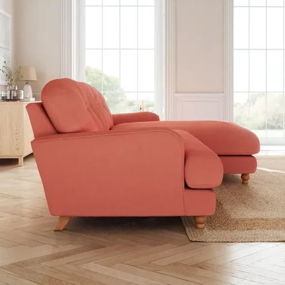 Corner Chaise Sofa with Storage - Coral, Velvet