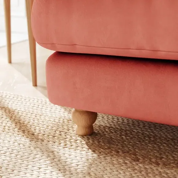 Corner Chaise Sofa with Storage - Coral, Velvet