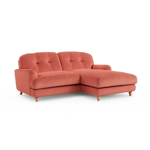 Corner Chaise Sofa with Storage - Coral, Velvet
