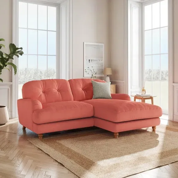 Corner Chaise Sofa with Storage - Coral, Velvet image