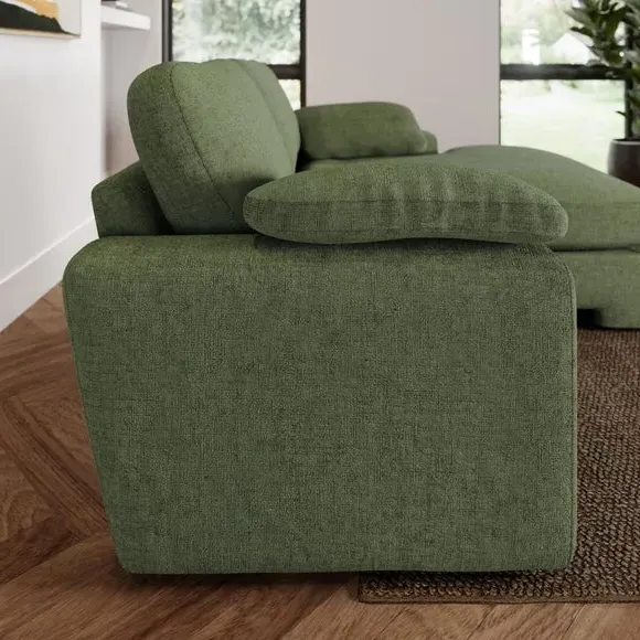 Corner Chaise Sofa with Storage - Green, Chenille