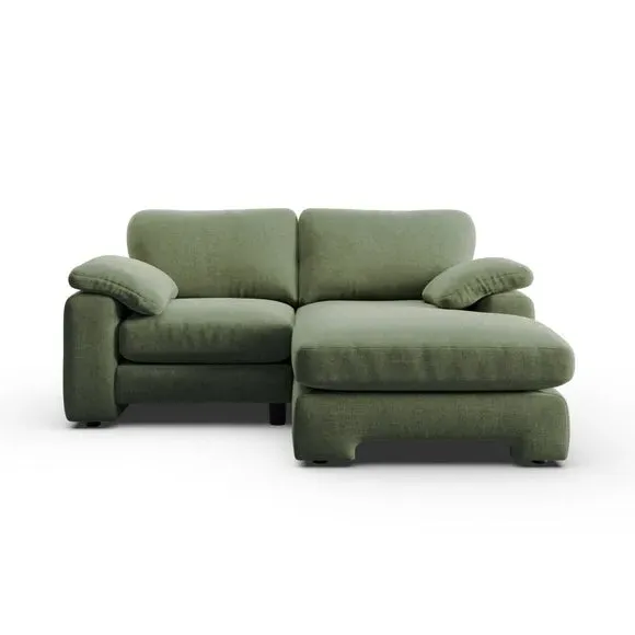 Corner Chaise Sofa with Storage - Green, Chenille