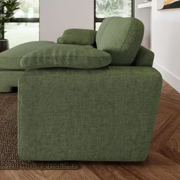 Corner Chaise Sofa with Storage - Green, Chenille