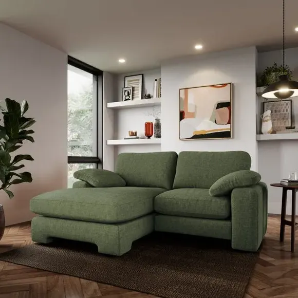 Corner Chaise Sofa with Storage - Green, Chenille
