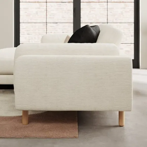 Corner Chaise Sofa with Storage - Ivory, Fabric