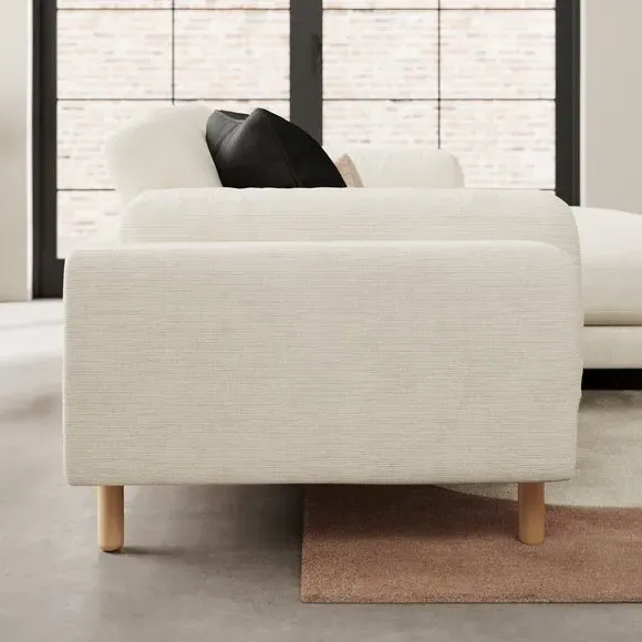 Corner Chaise Sofa with Storage - Ivory, Fabric
