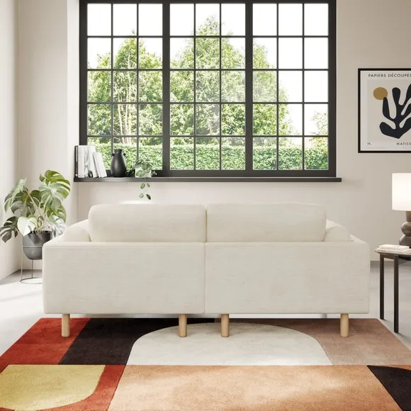 Corner Chaise Sofa with Storage - Ivory, Fabric