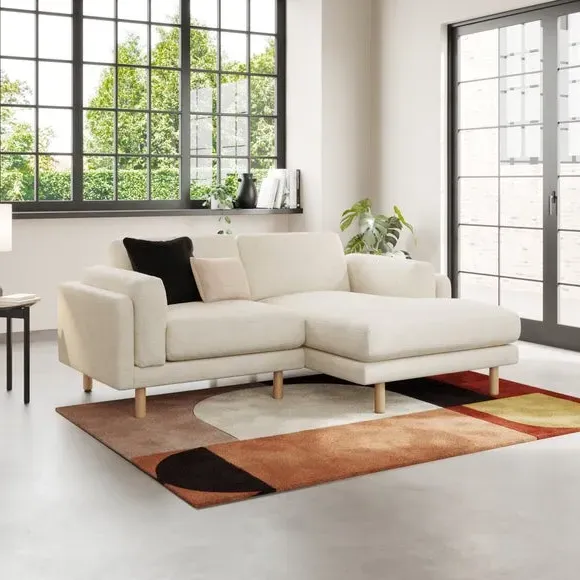 Corner Chaise Sofa with Storage - Ivory, Fabric image